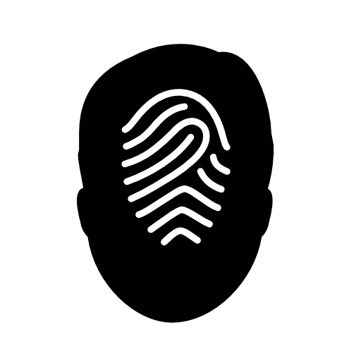 Fingerprint on a male head silhouette