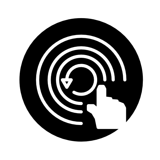 Surveillance symbol of a hand on a circle with concentric circular lines