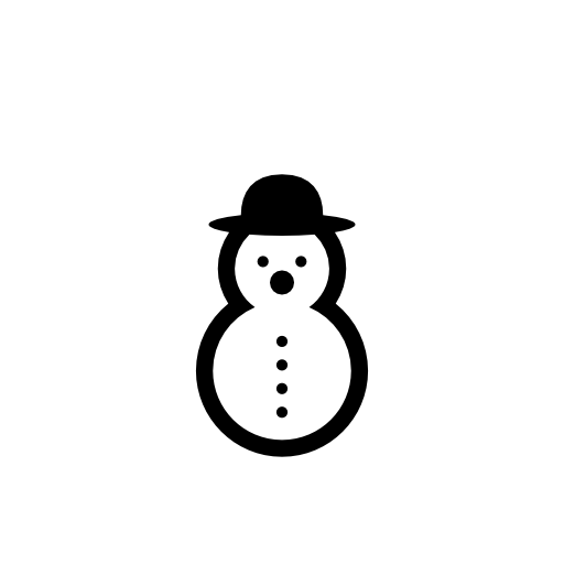 Snowman of rounded shape with rounded hat