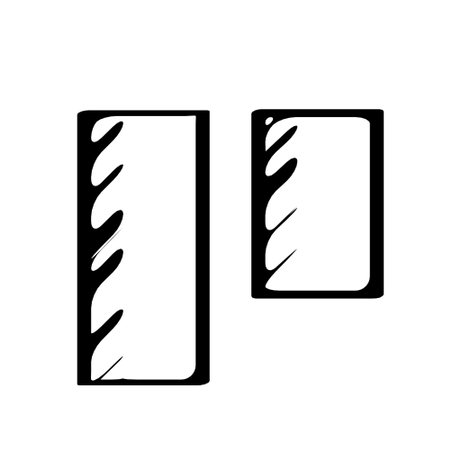 Sketched social symbol of two vertical rectangles of different size