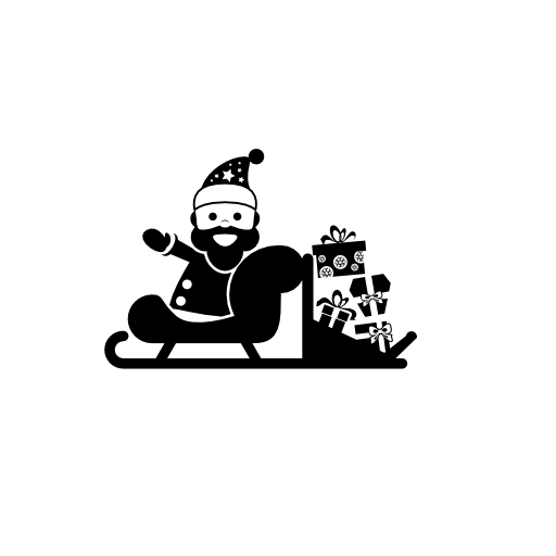 Santa Claus on a sled with gifts