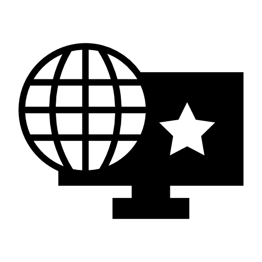 Monitor, globe and star