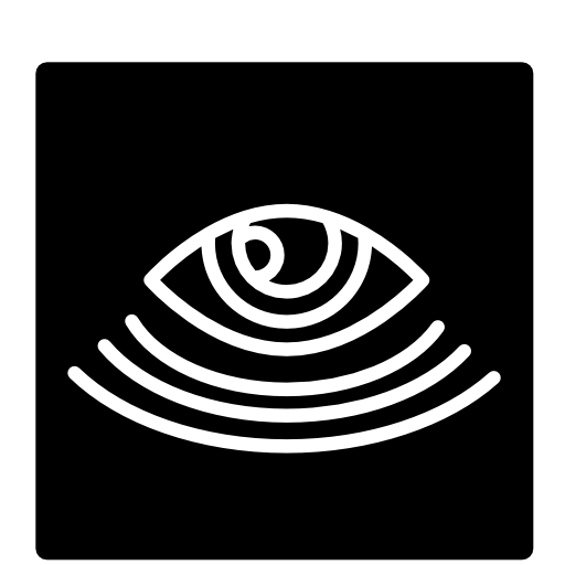 Surveillance eye symbol in a square