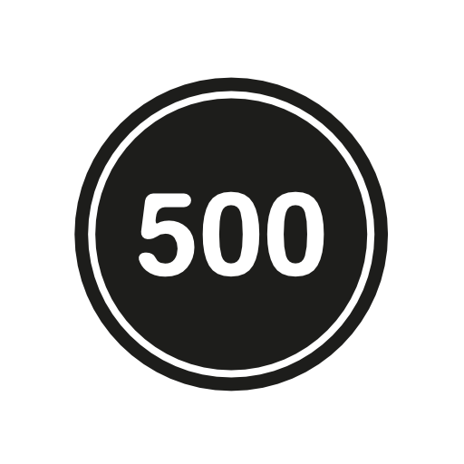 500 in a black circle with an outline