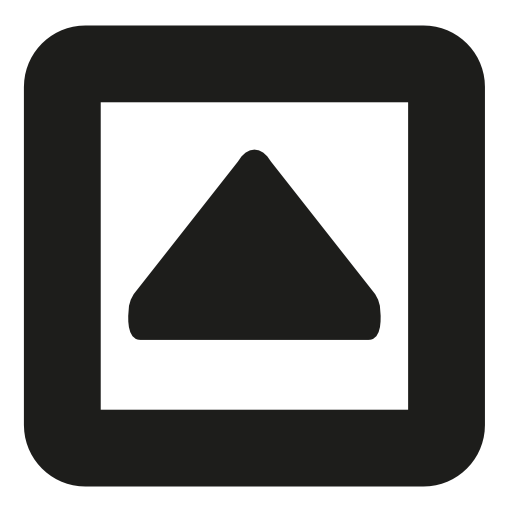 Up arrow triangle in a square gross outline