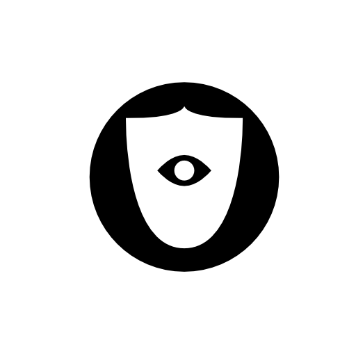 Surveillance symbol of an eye on a shield in a circle