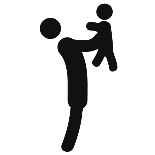 Standing person with kid up in arms