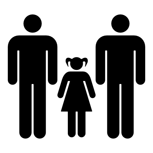 Men couple with a daughter familiar group