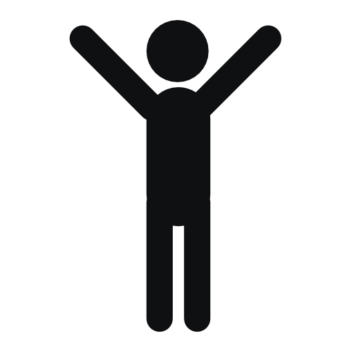 Man silhouette standing with arms up