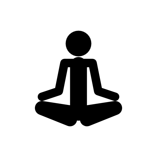 Person silhouette in meditation posture in spa