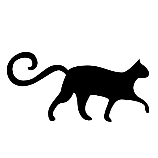 Cat silhouette with spiral tail