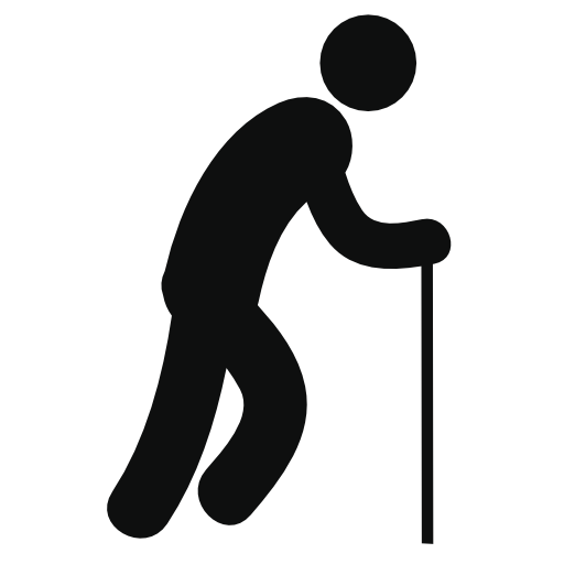 Standing old man silhouette with a walking stick