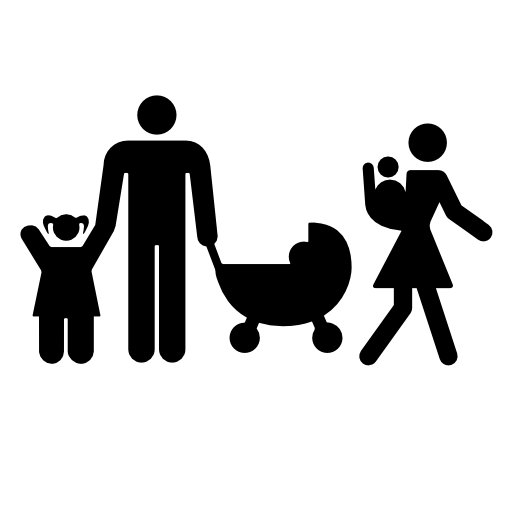 Family group of a couple with three children