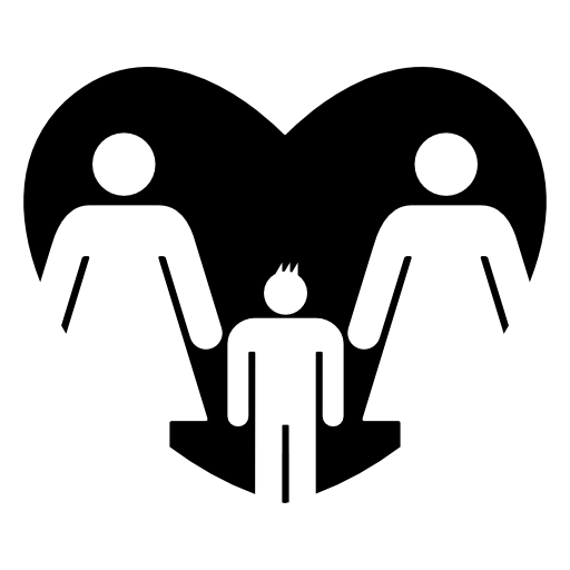 Lesbian couple with son in a heart
