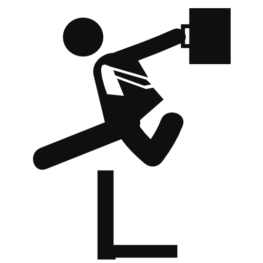 Businessman jumping an obstacle