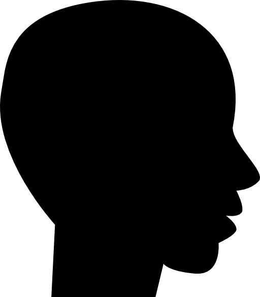 Head side view black silhouette of male bald shape