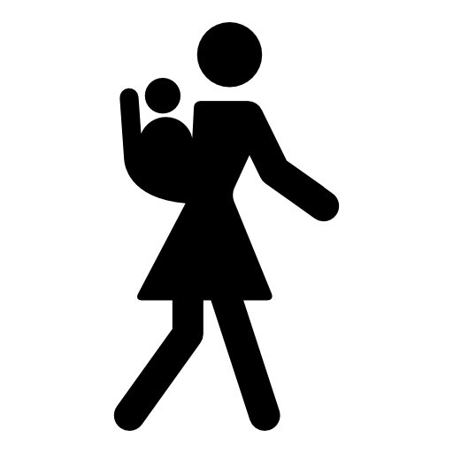 Mother walking with baby at her back