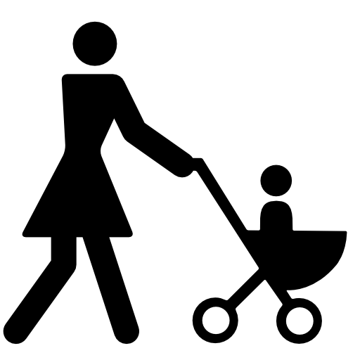 Mother walking with her son on a stroller