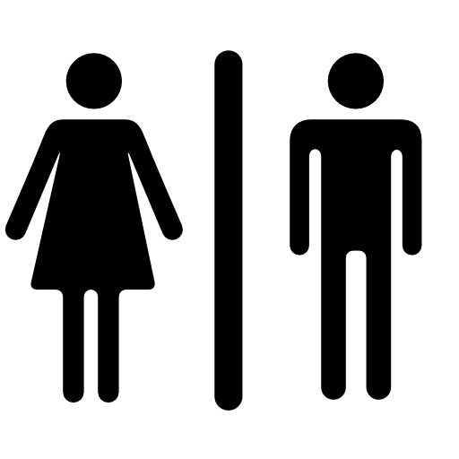 Woman and man silhouettes with a vertical line
