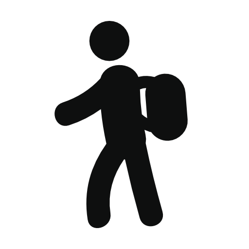 Man walking carrying a bag on his back