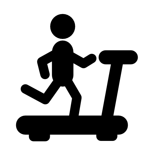 Person running on a treadmill silhouette from side view