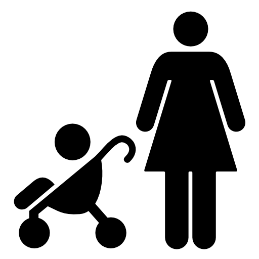 Mother with baby on stroller