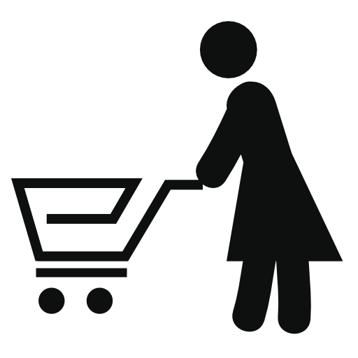 Woman carrying shopping cart