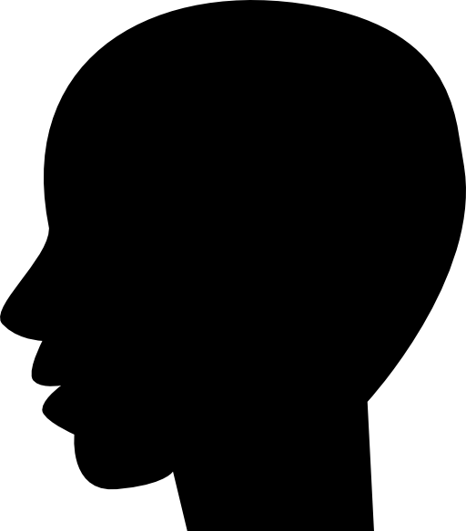 Man black bald head shape from side view