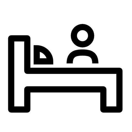 Traveler and hotel bed outline