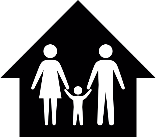 Family of three in a home