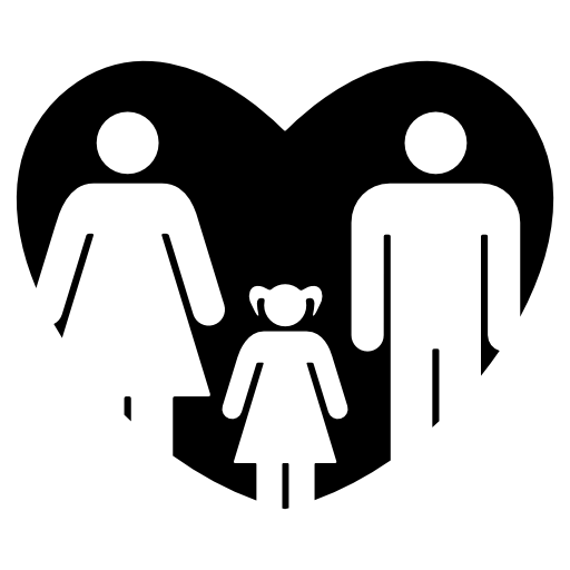 Couple with daughter in a heart
