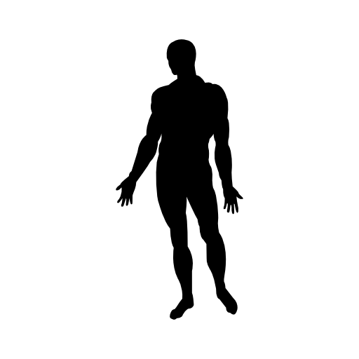 Human body standing black silhouette