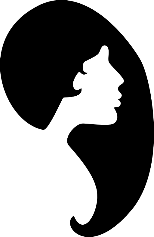 Female hair shape and face silhouette