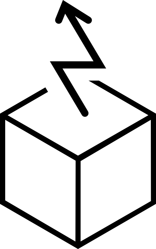 Arrow ascending from a cube outline shape