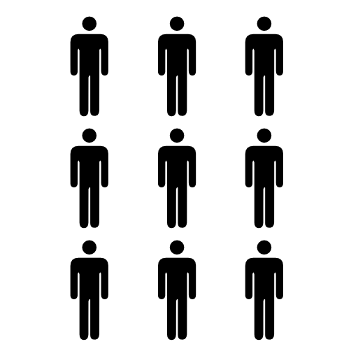 Persons nine silhouettes