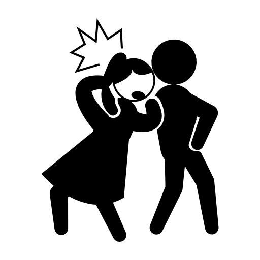 Criminal kicking the back of the head of a woman