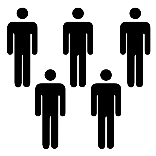 Five persons silhouettes