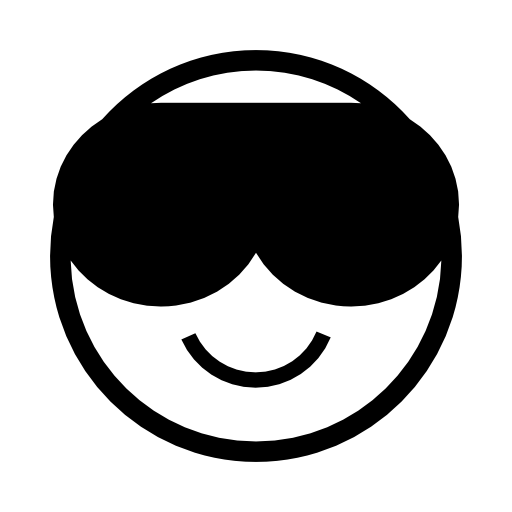 Emoticon cool face smiling with dark sunglasses