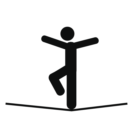 Man in balance on a tightrope