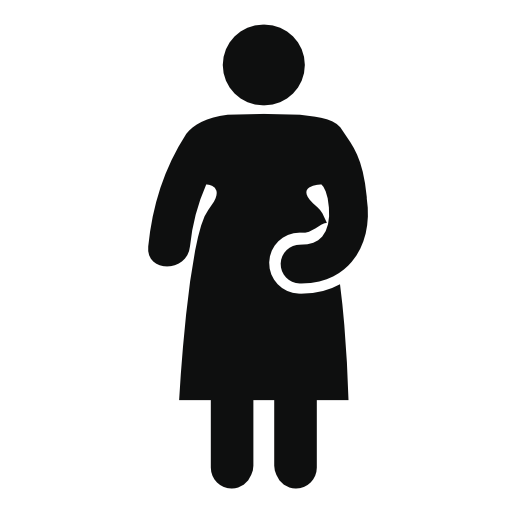 Standing frontal woman silhouette