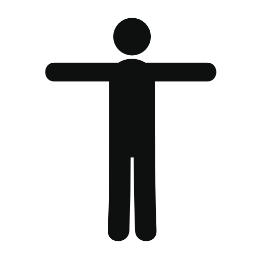 Standing man with open extended arms at sides