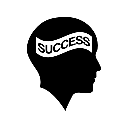 Bald head with success flag