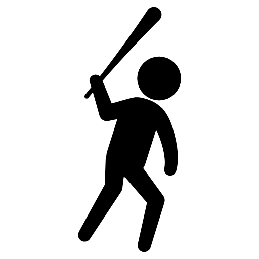 Criminal silhouette armed with a bat