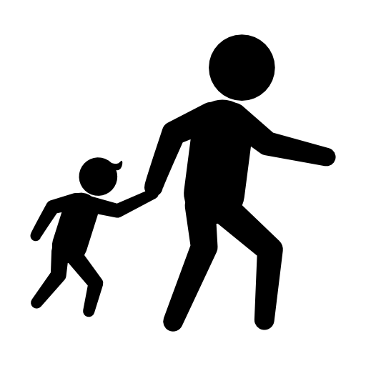 Criminals silhouettes of an adult with a child