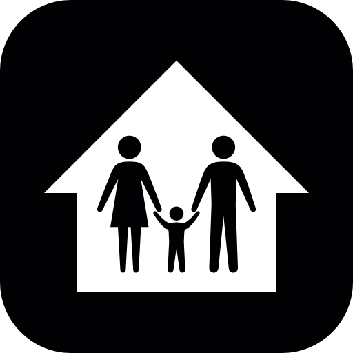 Family inside a house