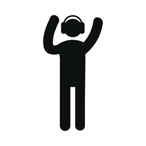 Standing person with headphones
