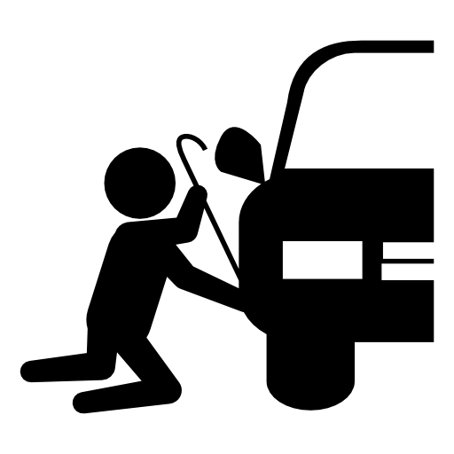Robber silhouette trying to steal car part