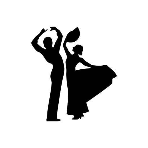 Flamenco dancers sexy couple silhouettes