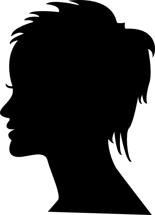 Short female hair on side view woman head silhouette