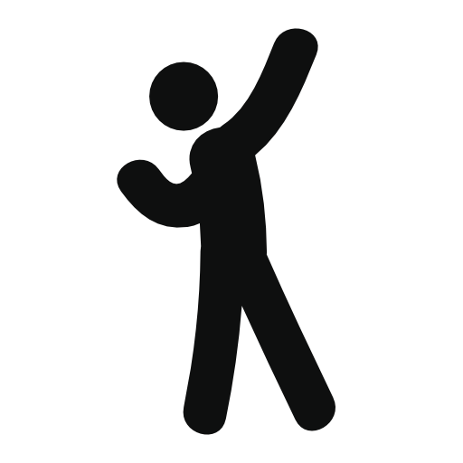 Standing man silhouette throwing something